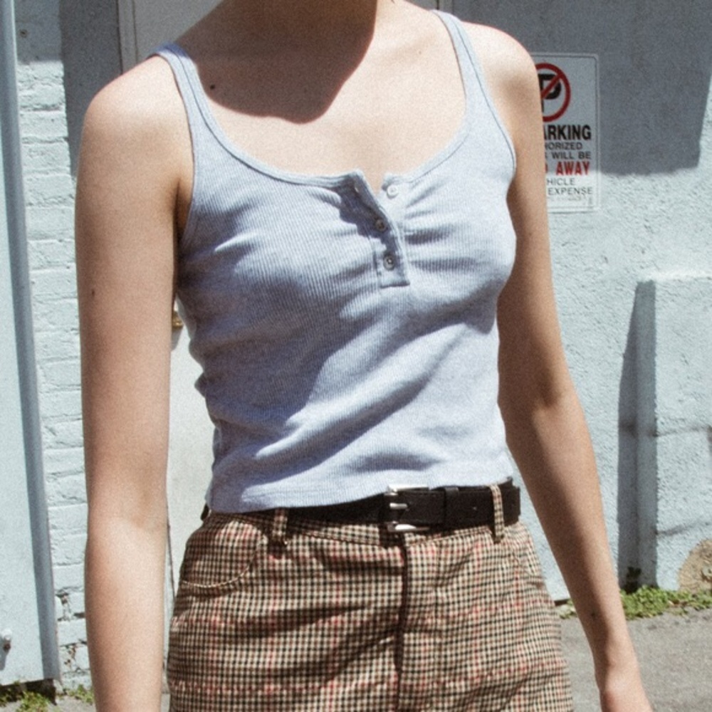 brandy melville grey button up tank